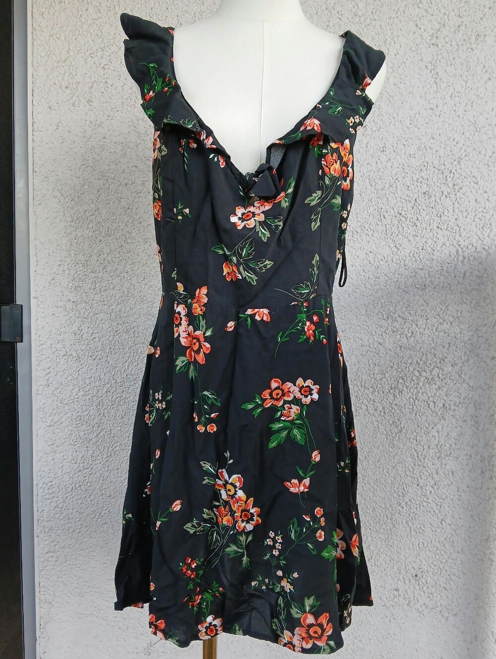 Aeropostale Black Mini Dress with Orange Floral Print